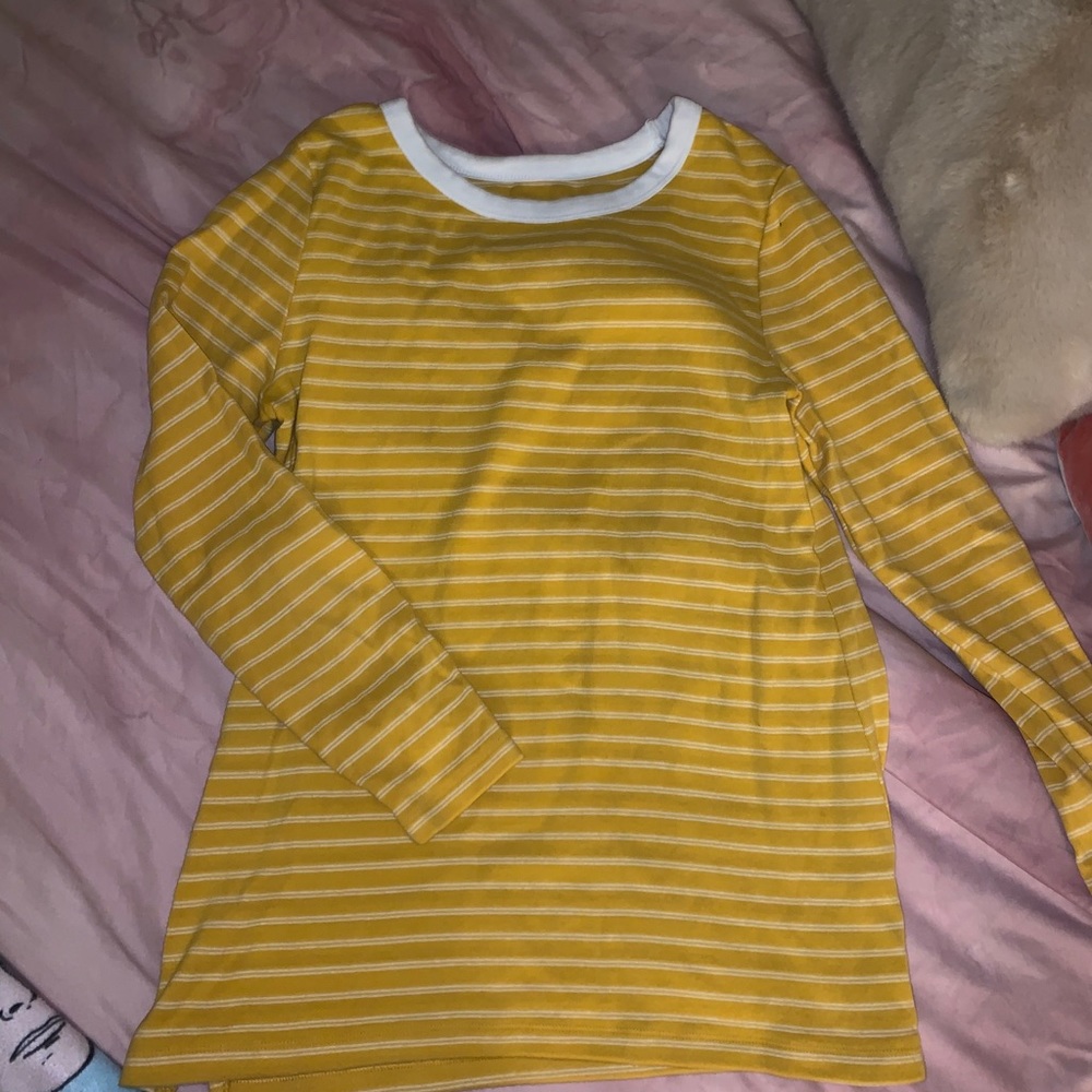 Cute yellow and white stripe sweater shirt